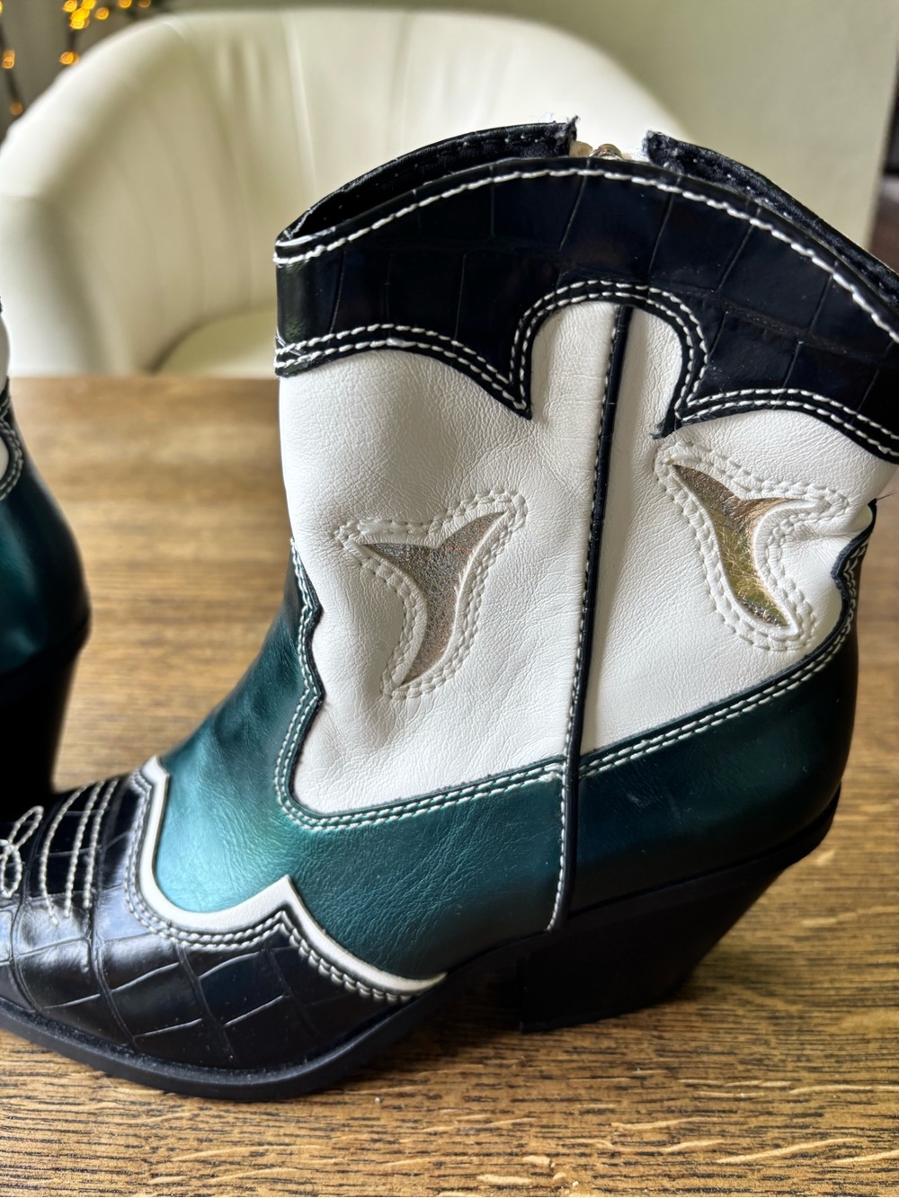 Stradivarius Western Ankle Boots Croc Embossed Pattern EU 37 US 6.5-7 - Picture 5 of 10